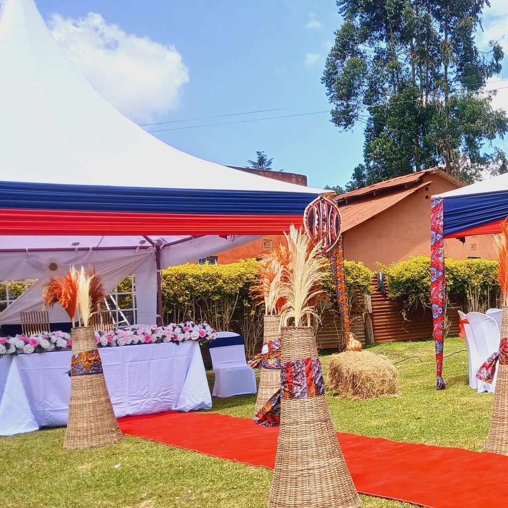 Royal wedding tent and flower decor by Muramara Events Kitale